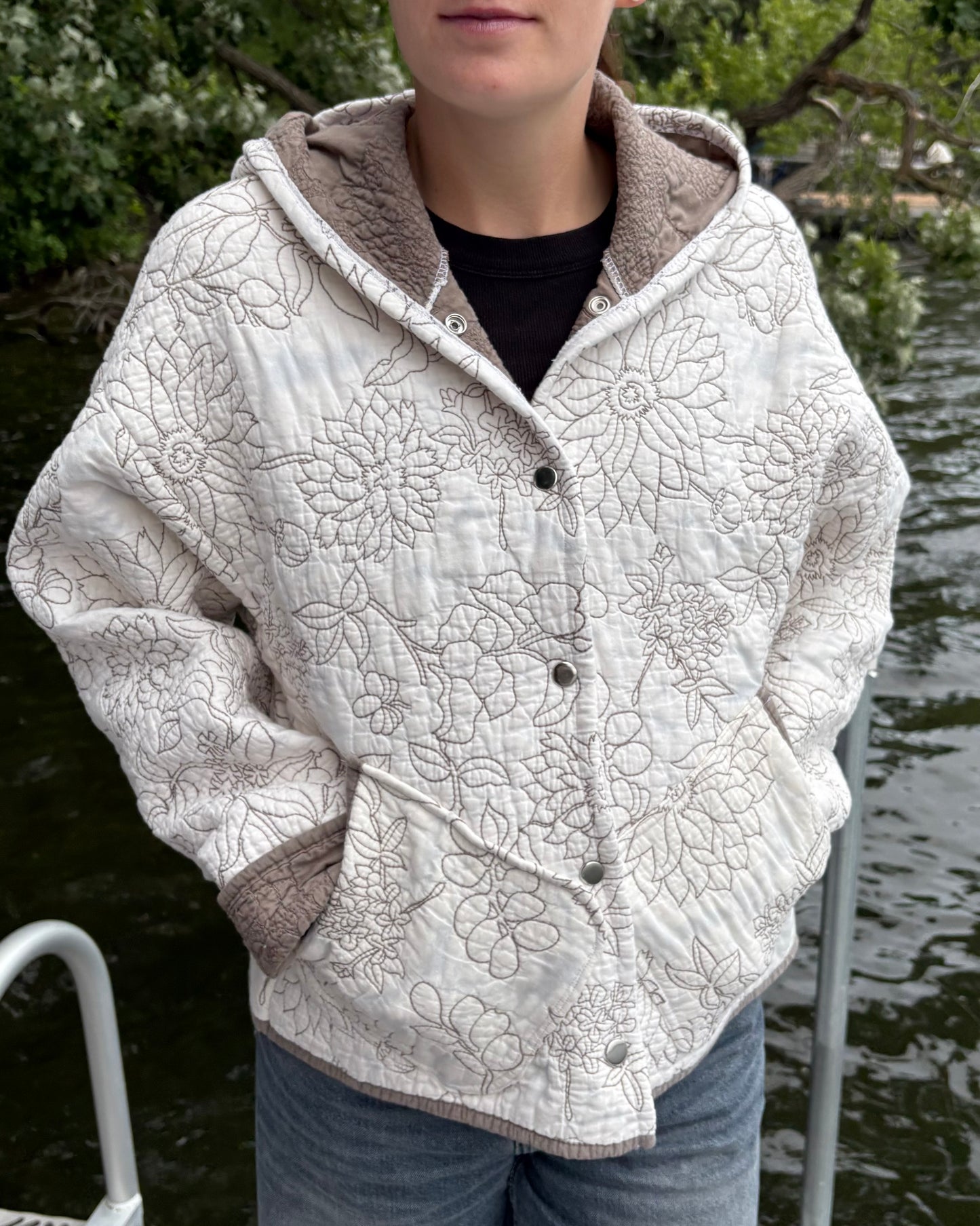 White Button-Up Hoodie