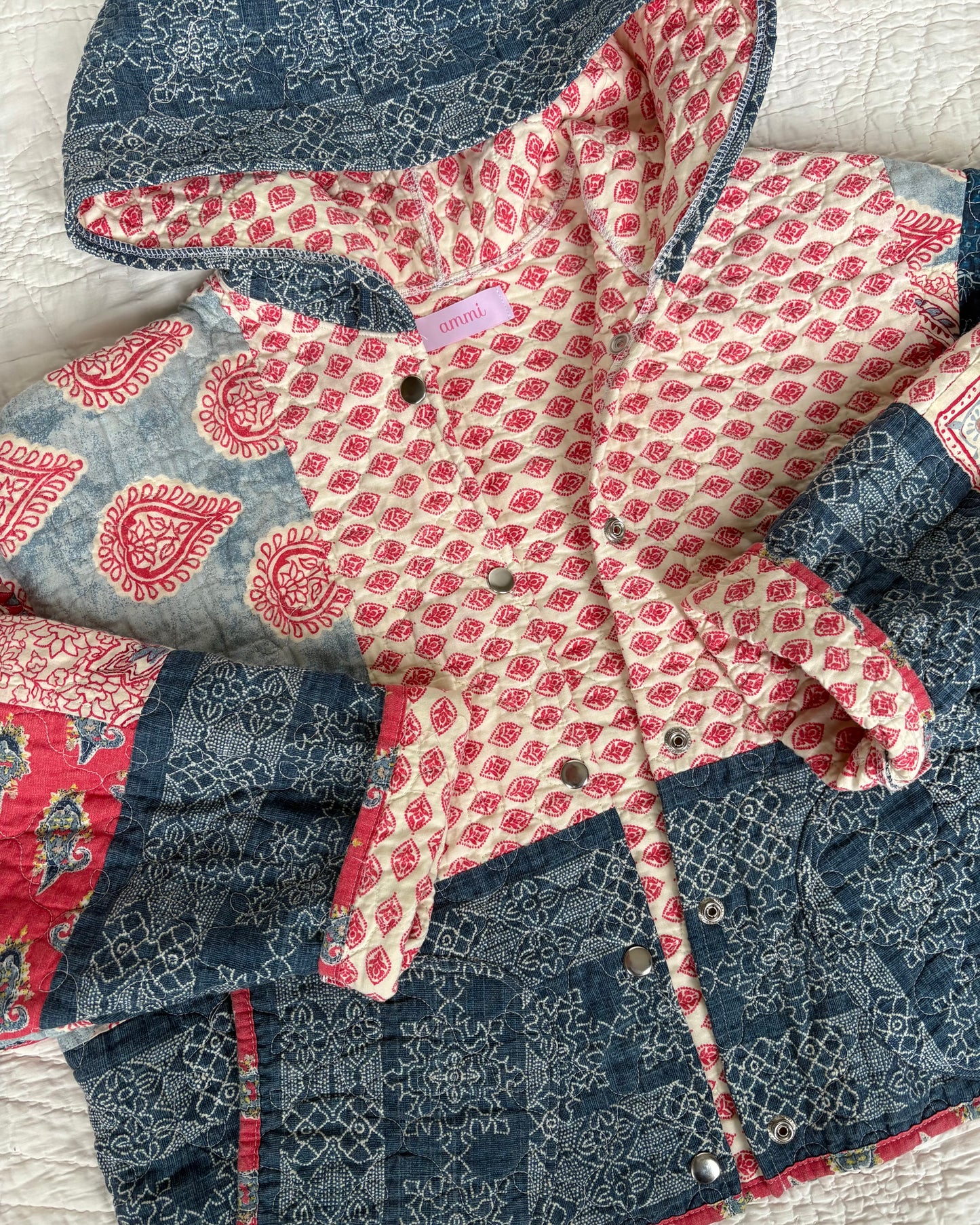 Pink & Blue Button-Up Hoodie