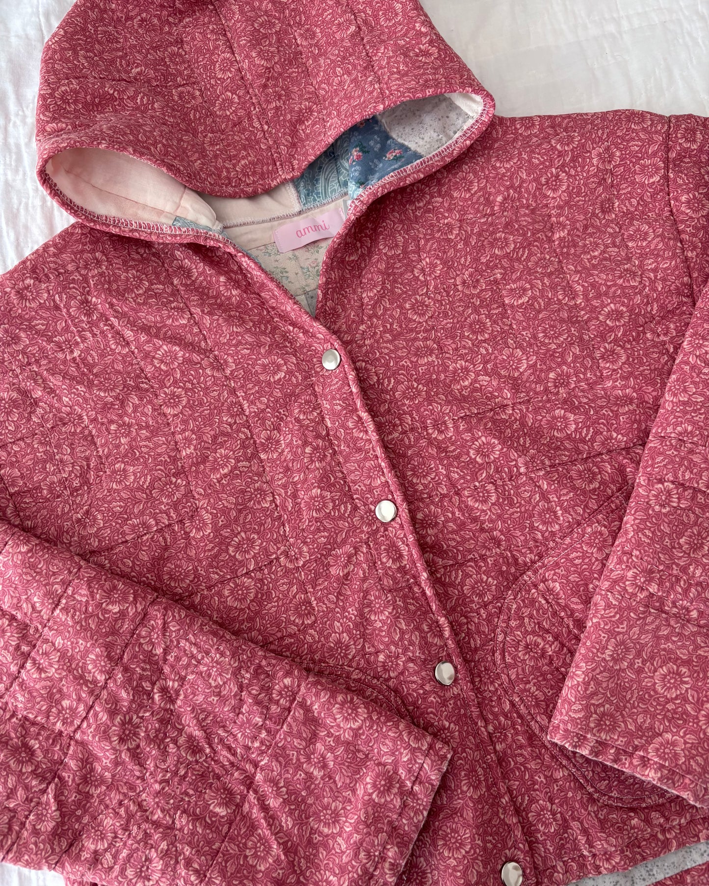 Red Hooded Quilted Jacket