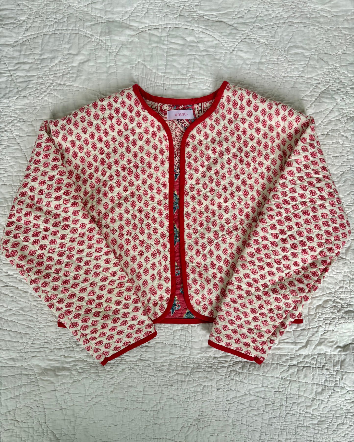 Red & White Cropped Jacket