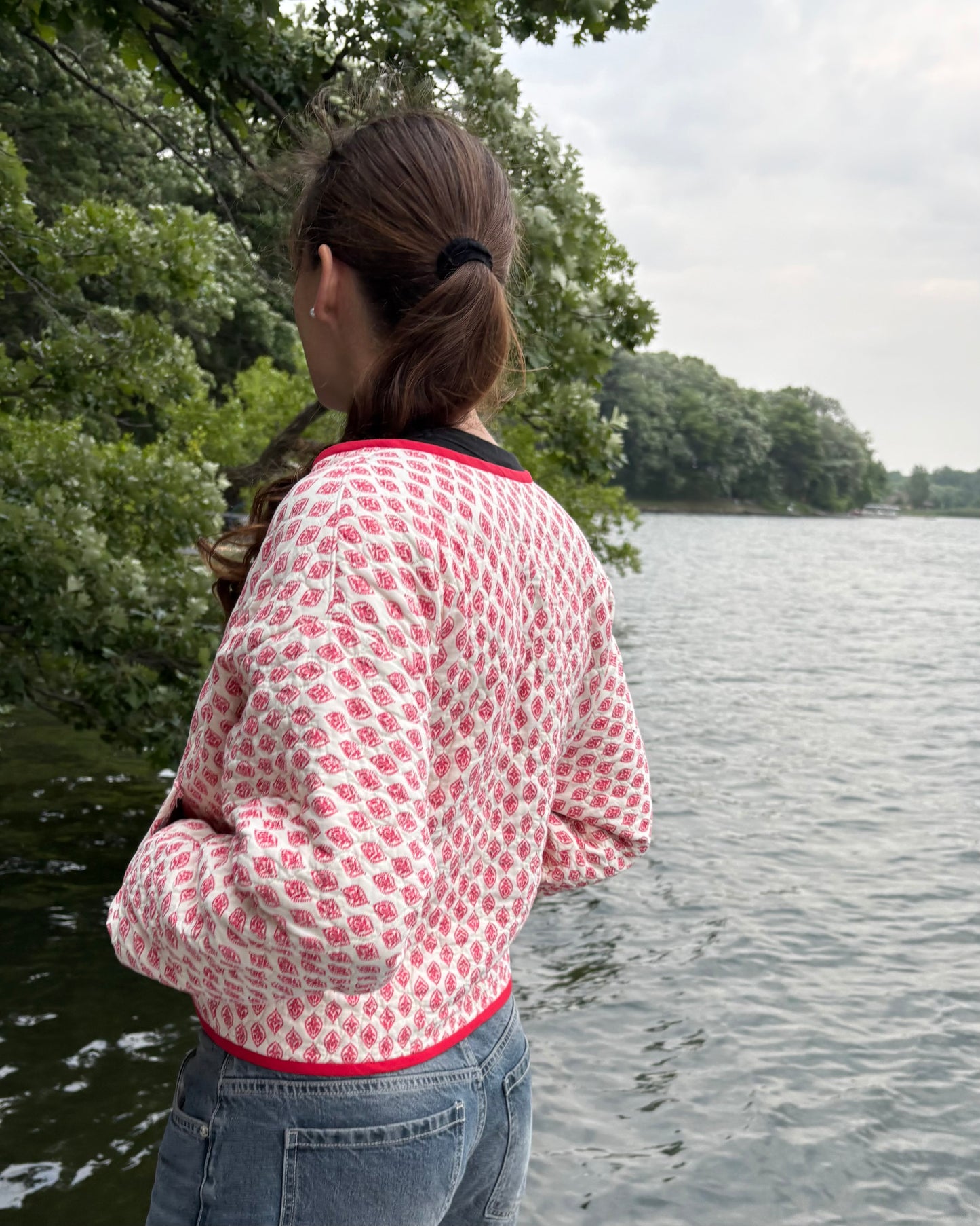 Red & White Cropped Jacket