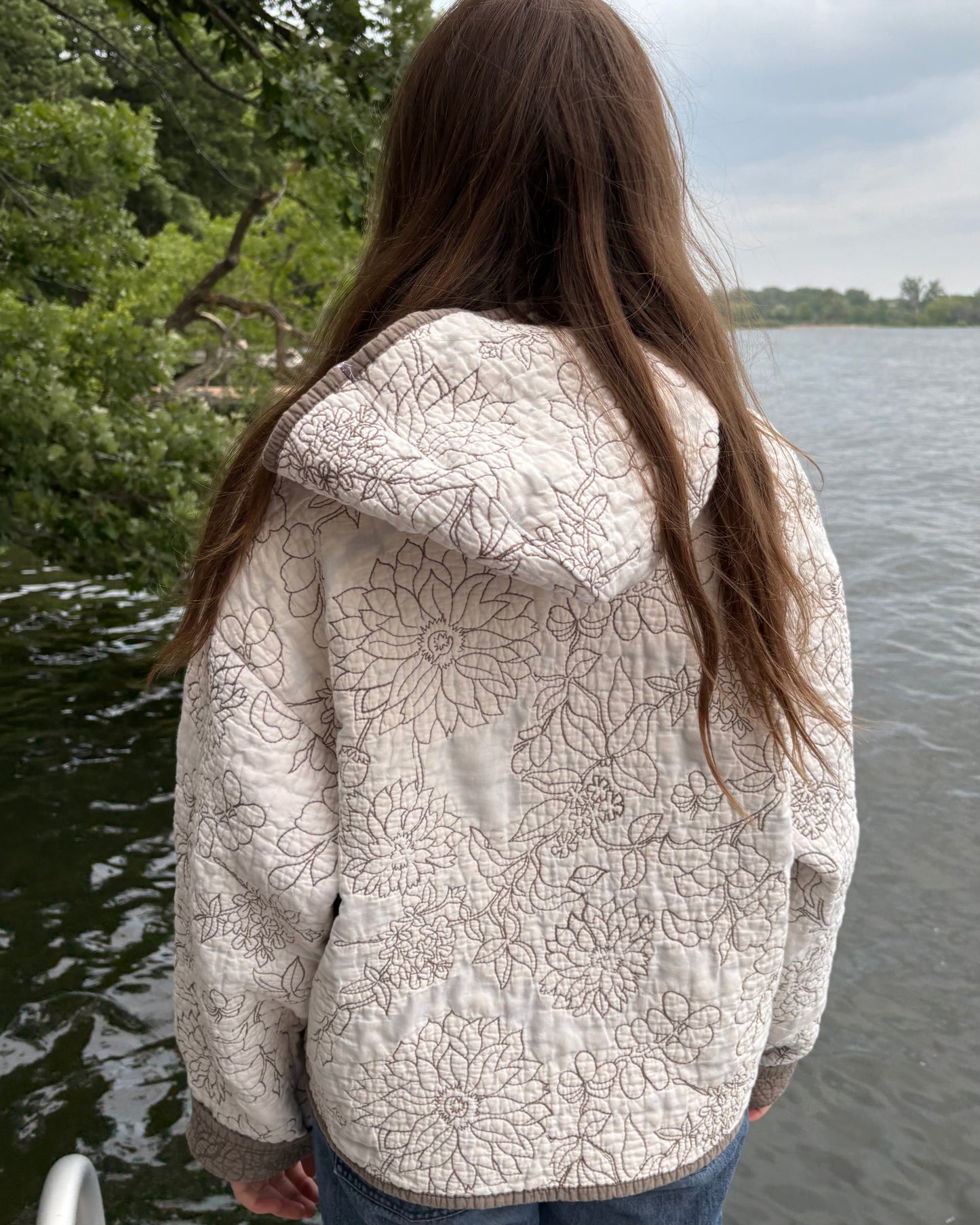 White Floral Hoodie