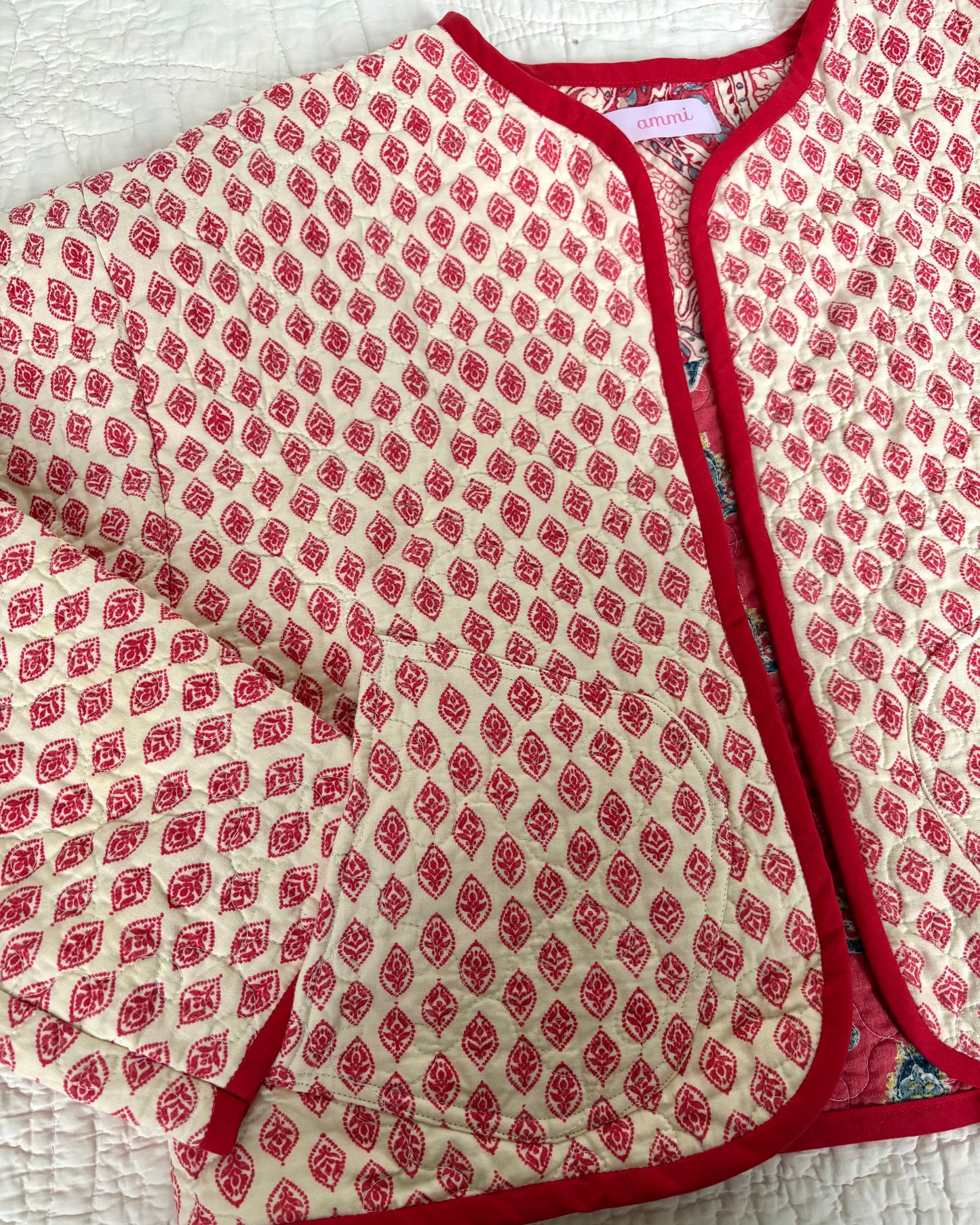 Red & White Cropped Jacket