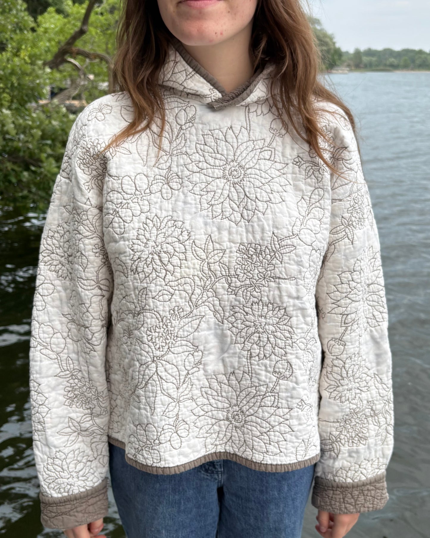 White Floral Hoodie