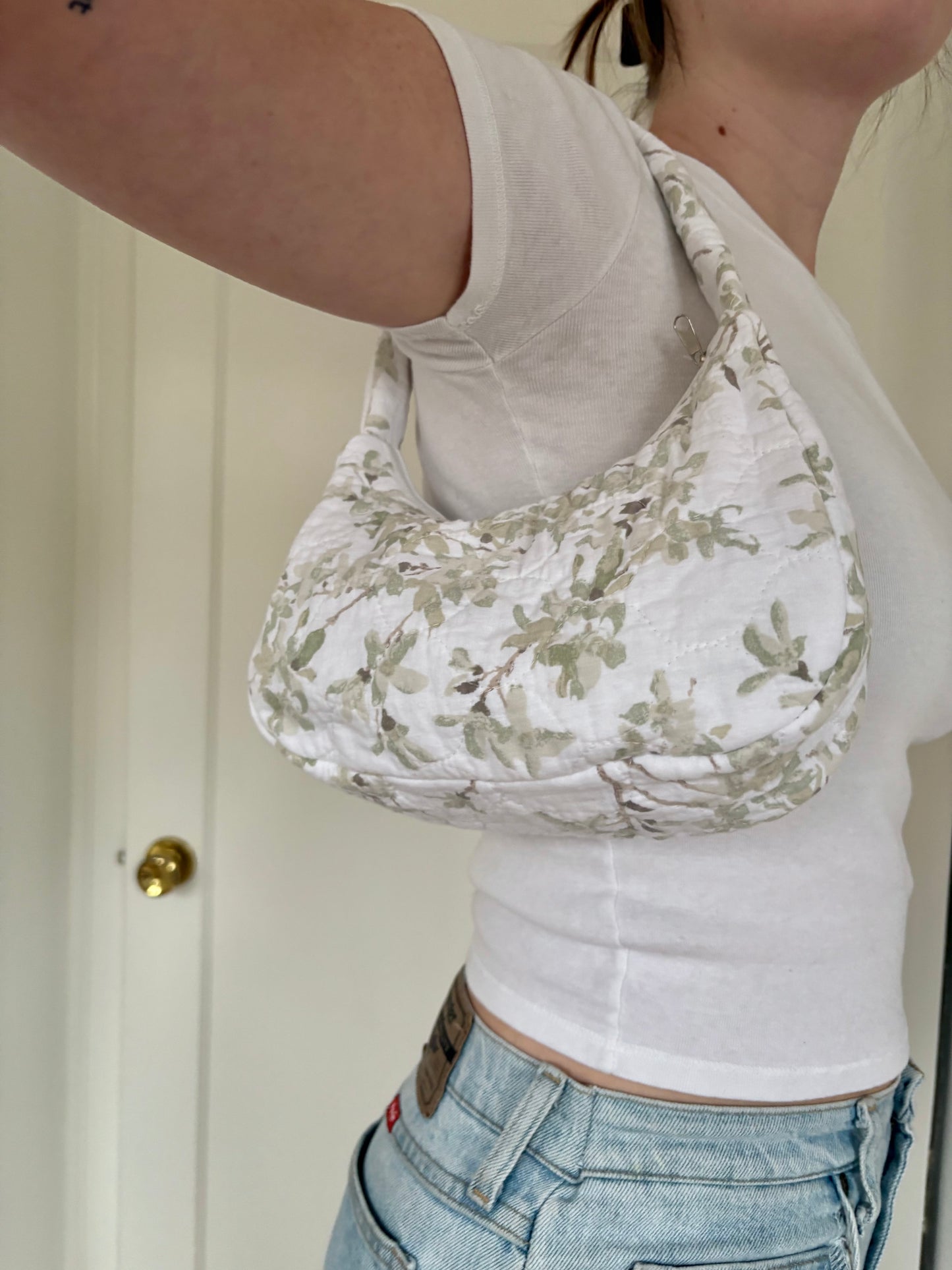 White Floral Shoulder Bag