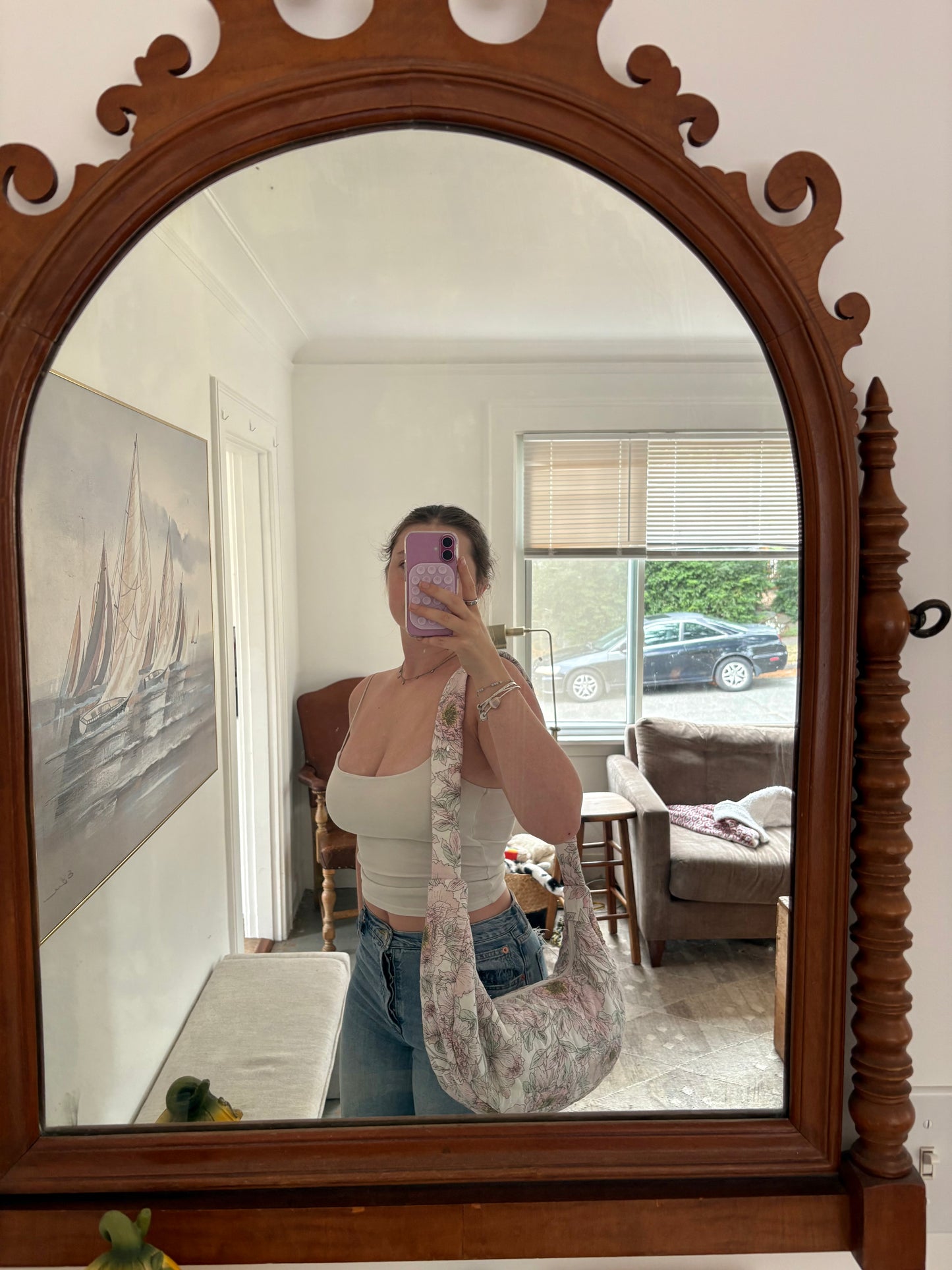 Pink Floral Crossbody Bag