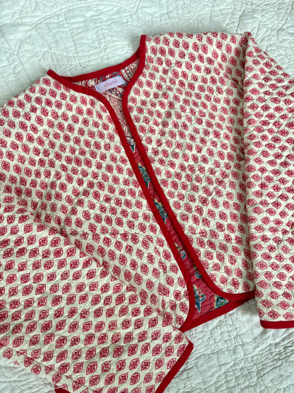Red & White Cropped Jacket