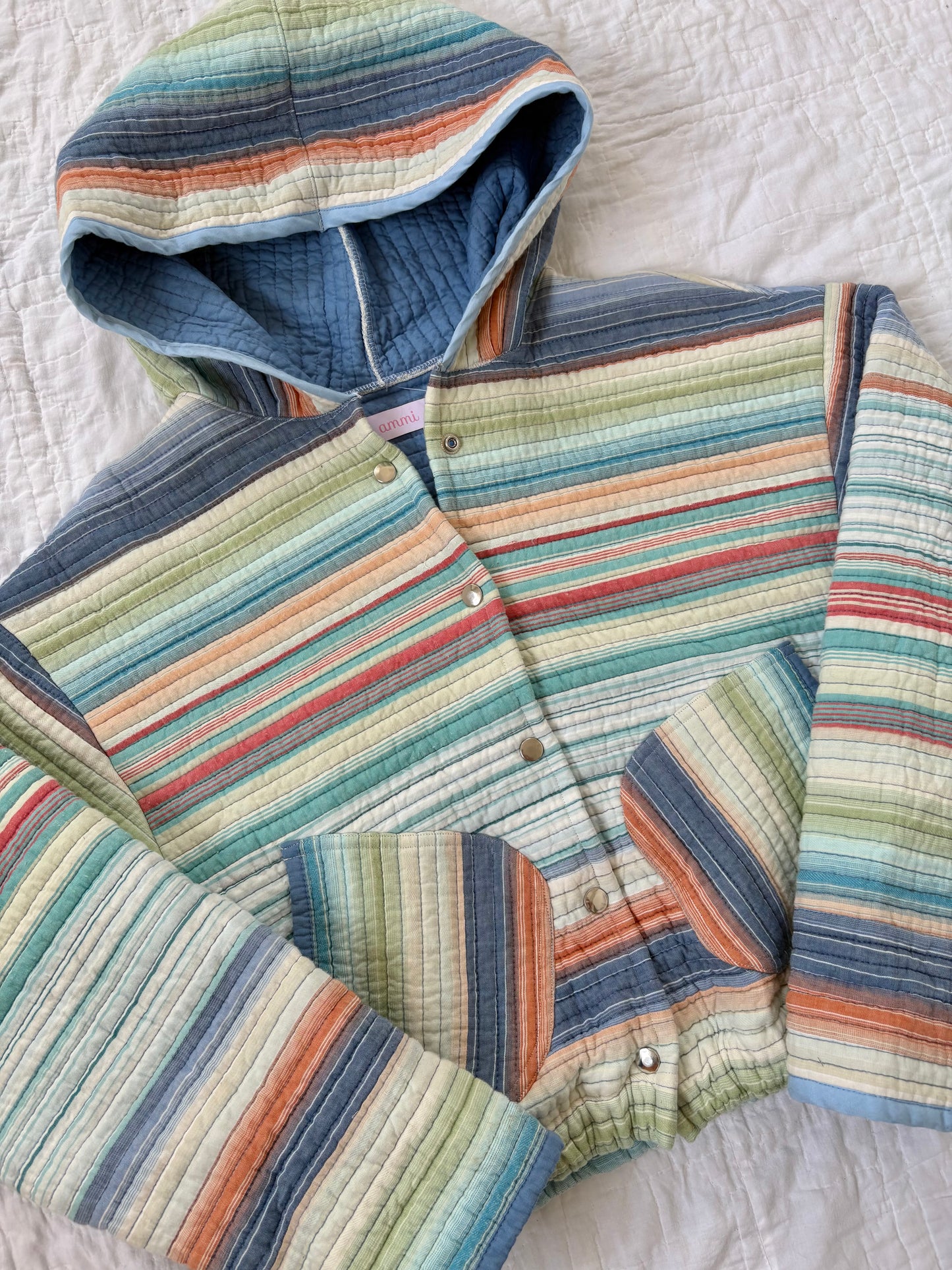 Quilted Striped Hoodie Jacket