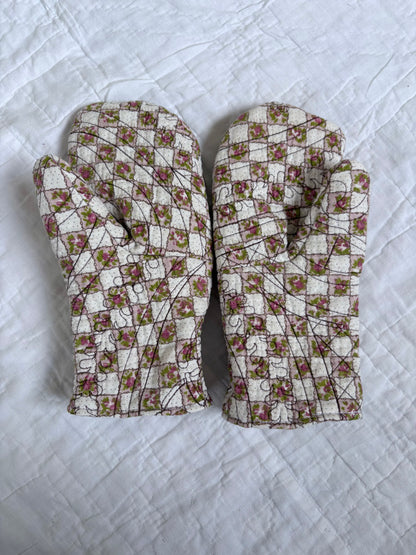 Brown & White Mittens