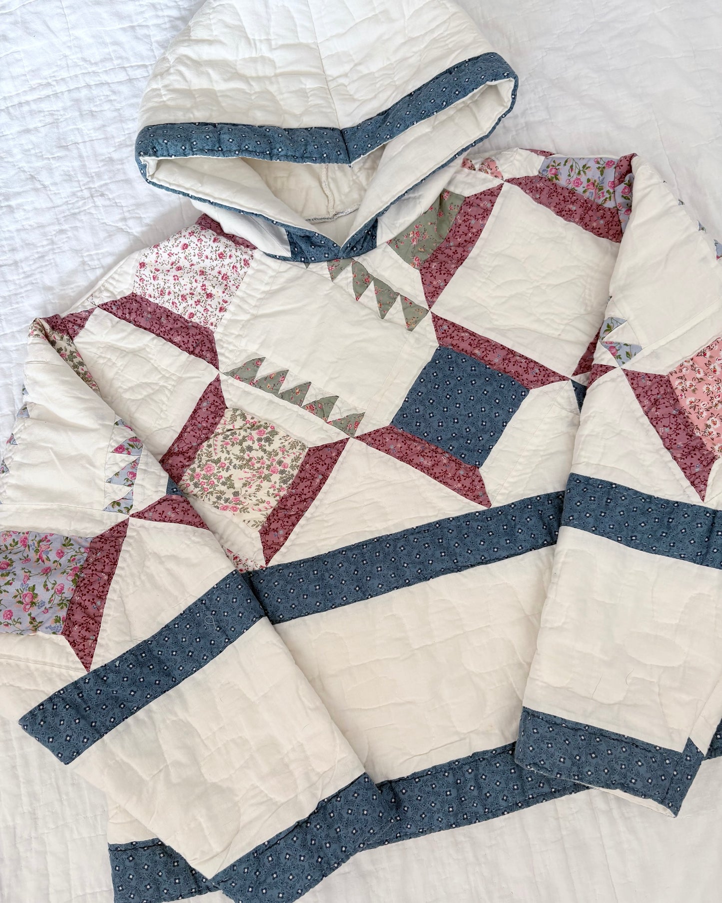 Blue Quilted Hoodie