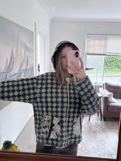 Black & White Hooded Jacket