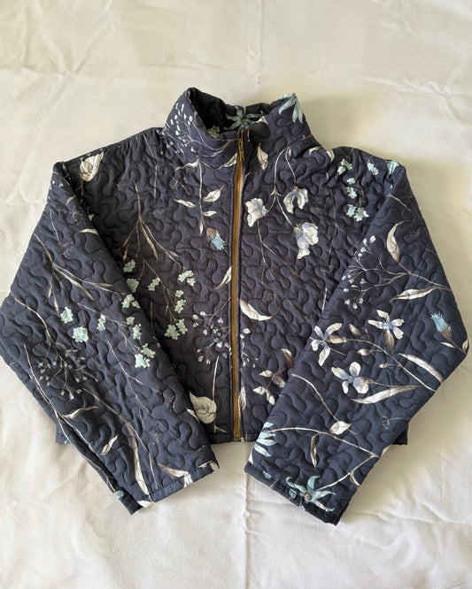 Cropped Blue Floral Jacket