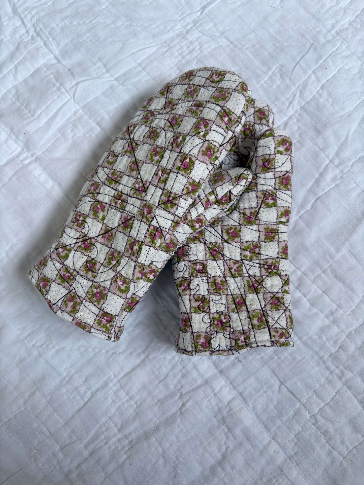 Brown & White Mittens