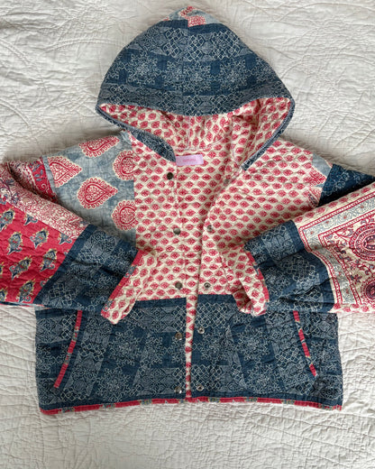 Pink & Blue Button-Up Hoodie