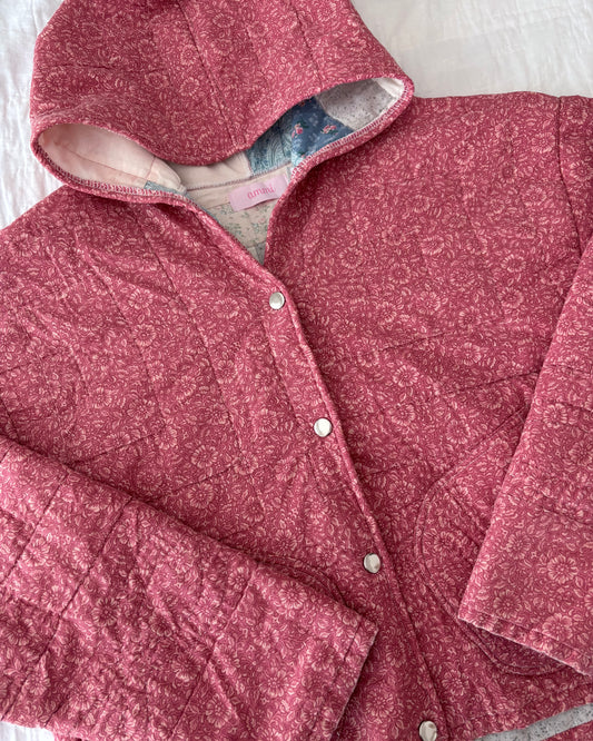 Red Hooded Quilted Jacket