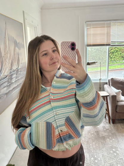 Quilted Striped Hoodie Jacket