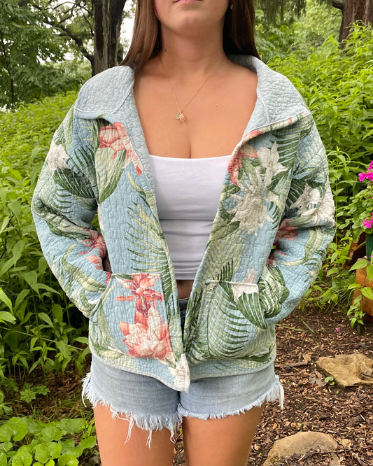 Tropical Print Quilted Jacket