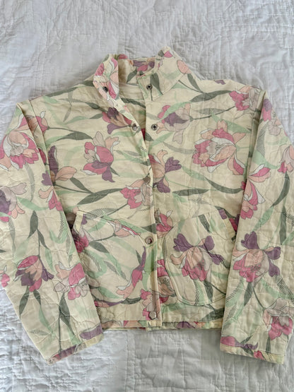 Pink & White Floral Cropped Jacket
