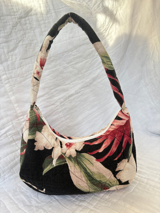 Black Floral Shoulder Bag