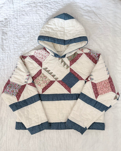 Blue Quilted Hoodie