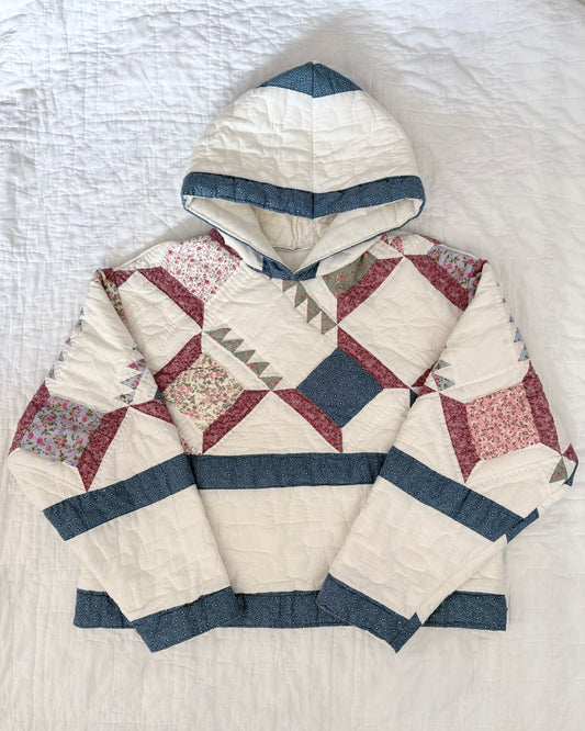 Blue Quilted Hoodie