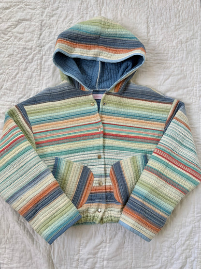 Quilted Striped Hoodie Jacket