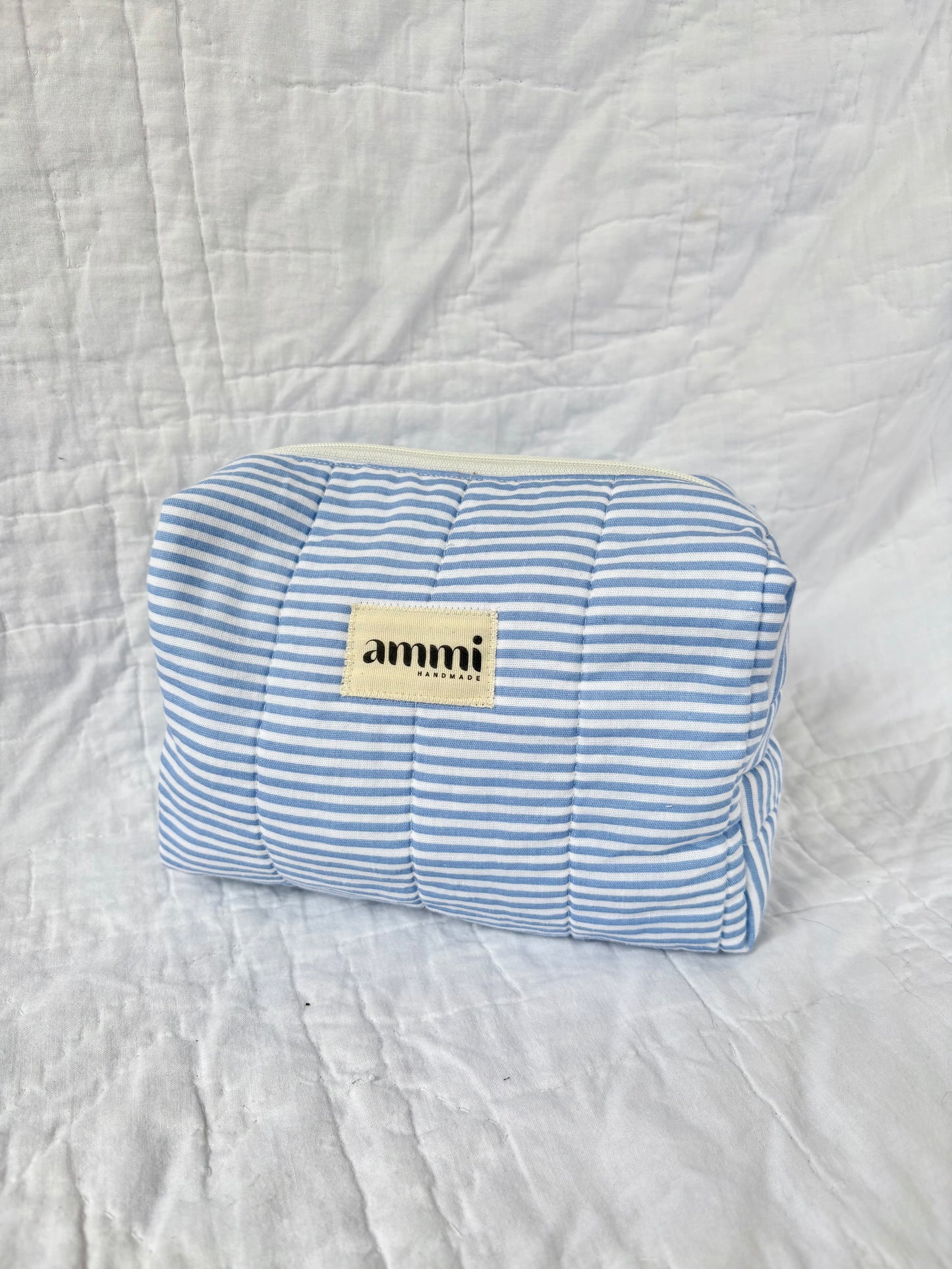 Blue Stripe Boxy Pouch