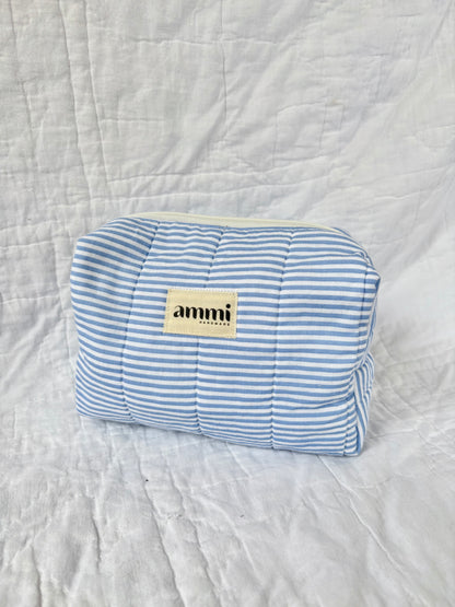 Blue Stripe Boxy Pouch