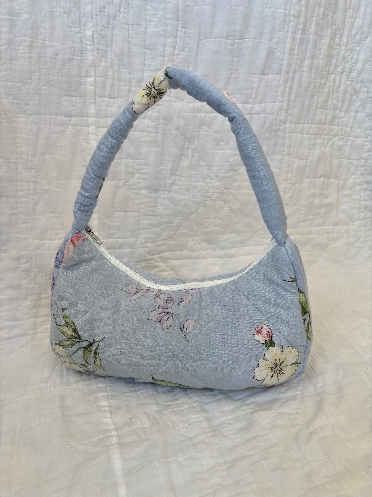 Blue Floral Medium Shoulder Bag