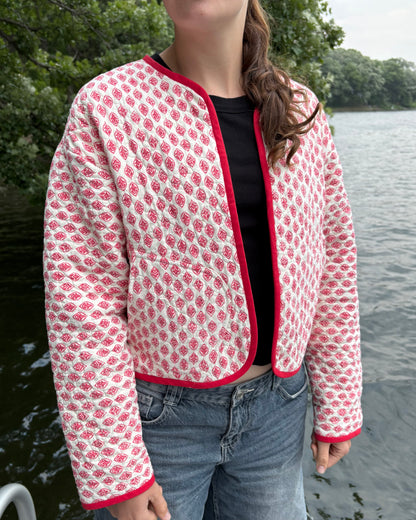 Red & White Cropped Jacket