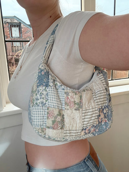Blue Patchwork Shoulder Bag