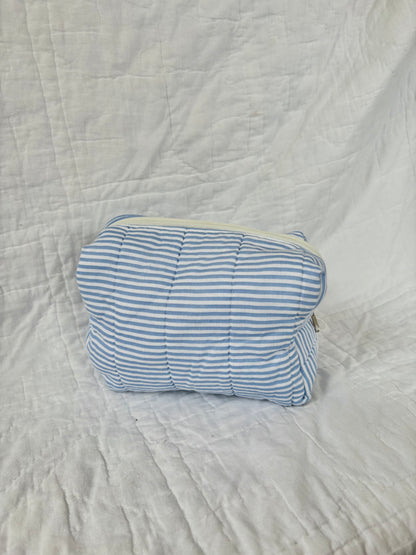 Blue Stripe Boxy Pouch