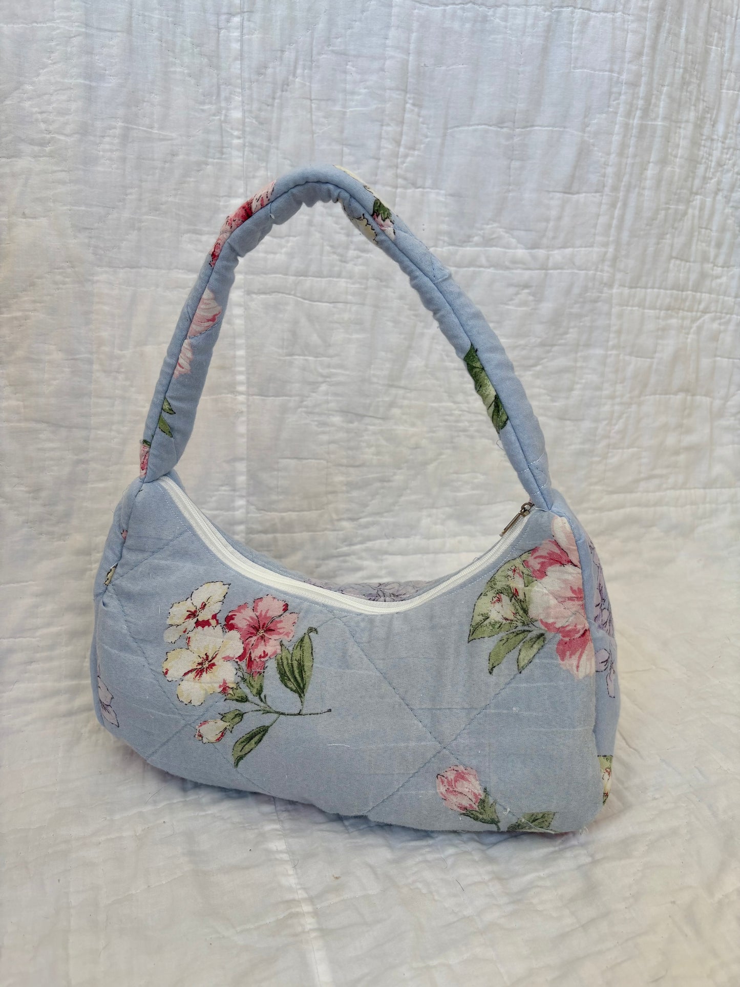 Blue Floral Medium Shoulder Bag