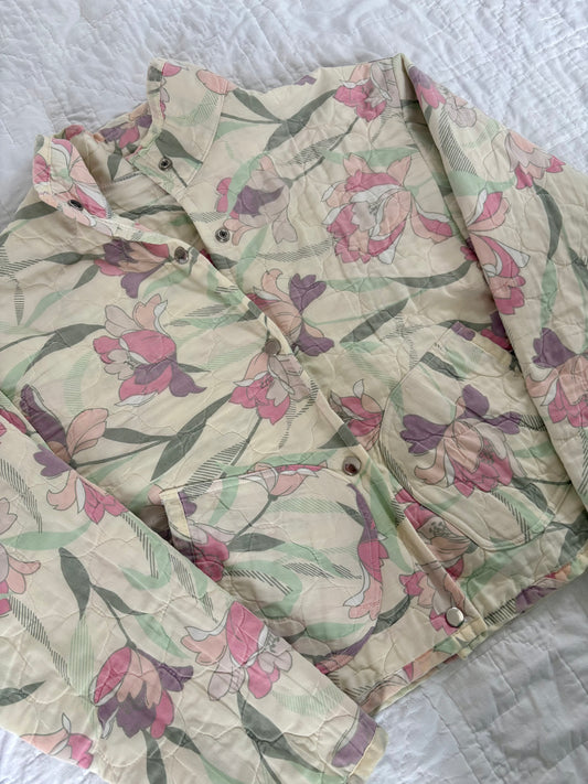 Pink & White Floral Cropped Jacket