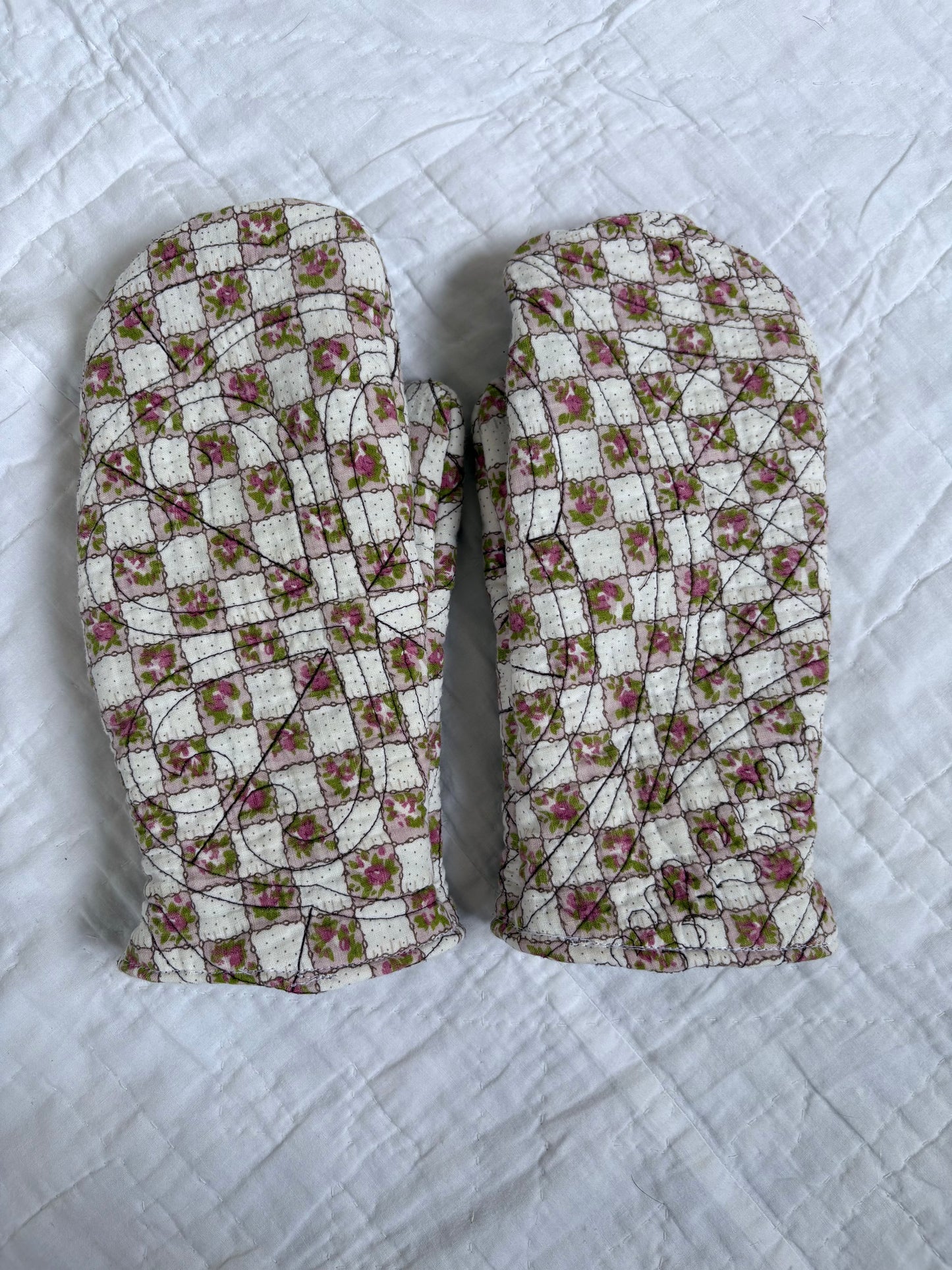 Brown & White Mittens