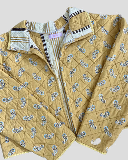 Cropped Quilted Yellow Jacket