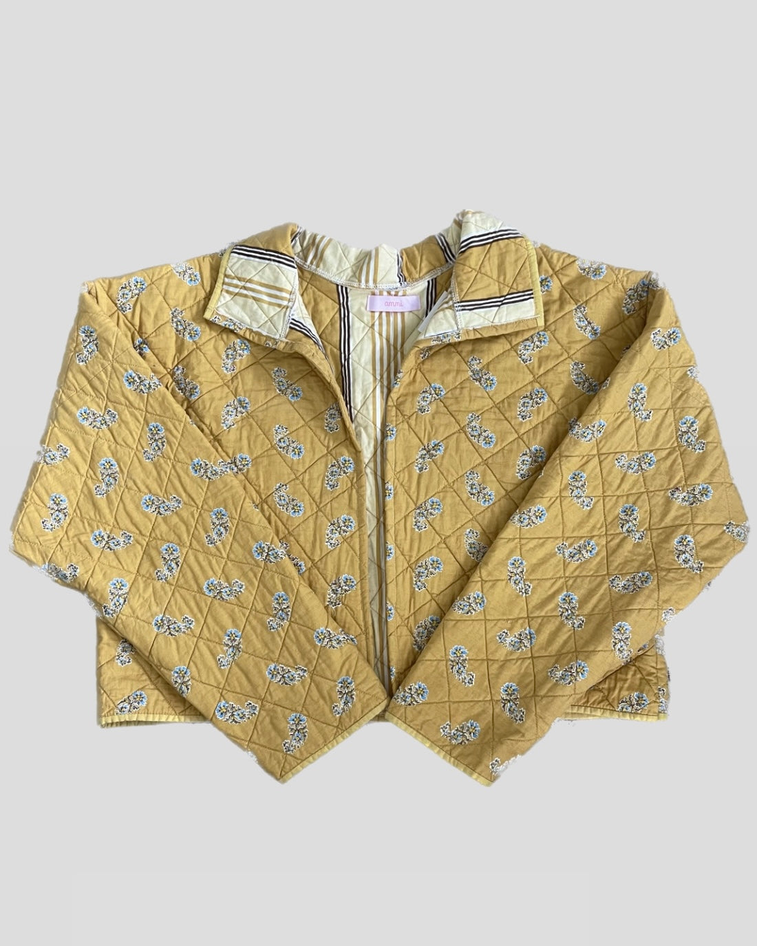 Cropped Quilted Yellow Jacket