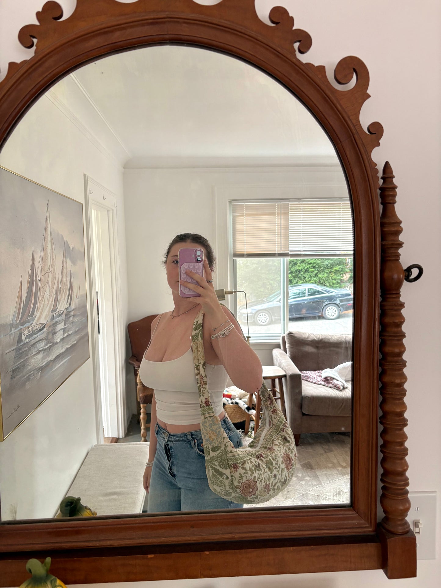 Green Floral Crossbody Bag