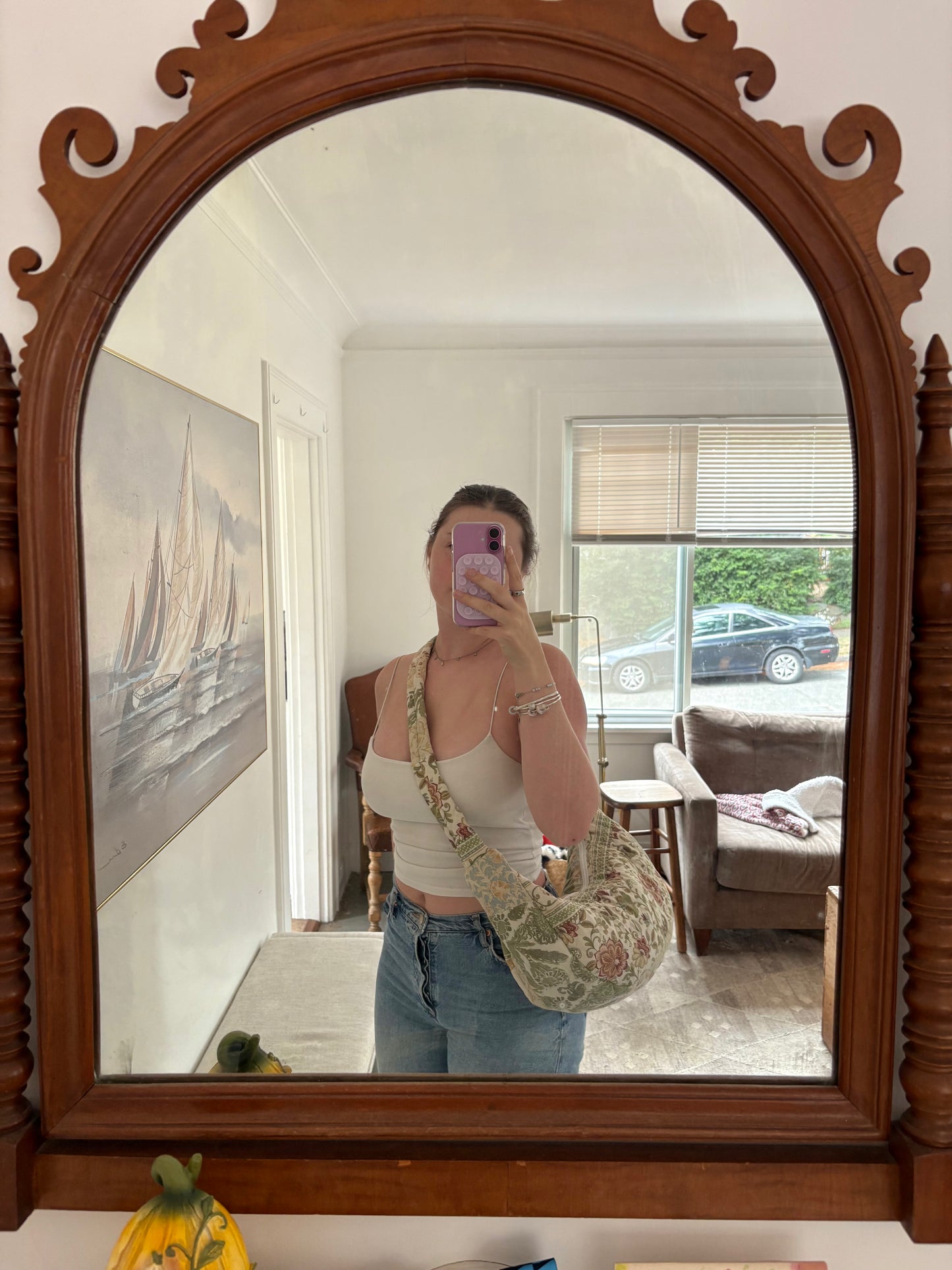 Green Floral Crossbody Bag