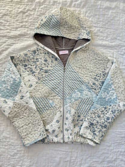Blue Floral Hoodie Jacket