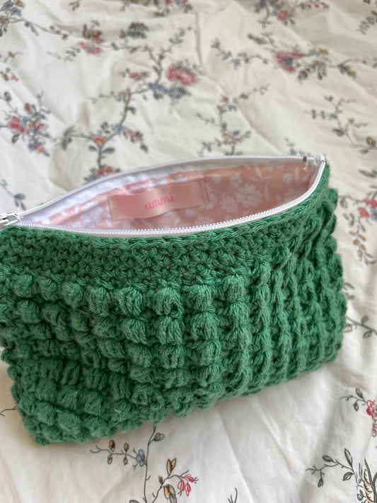 Green Bobble Crochet Pouch