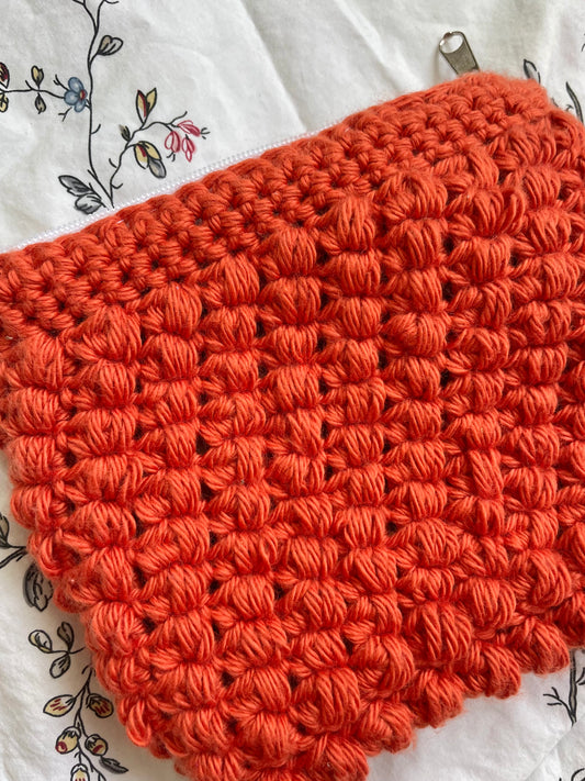 Orange Crochet Pouch