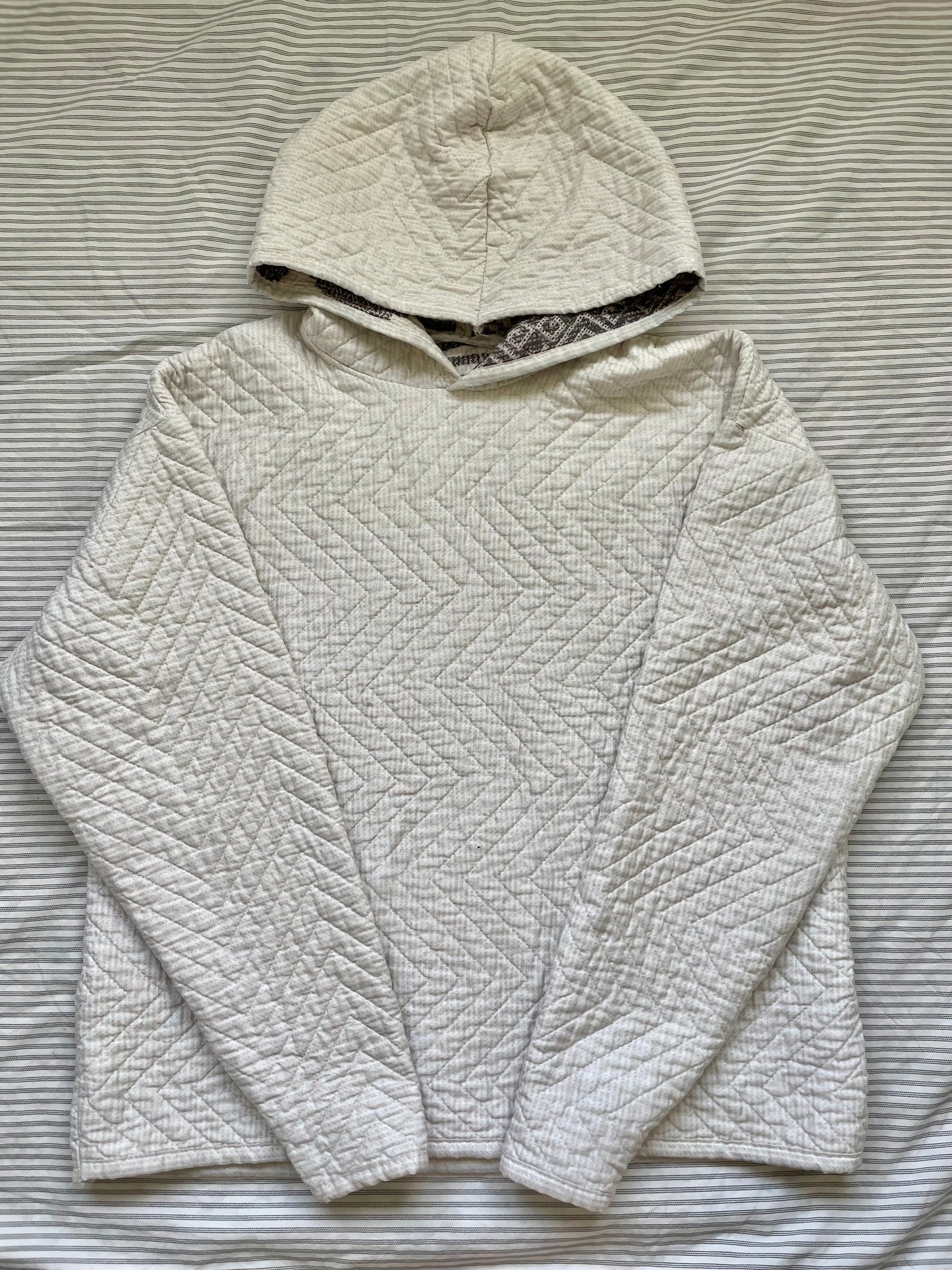 White Quilted Hoodie