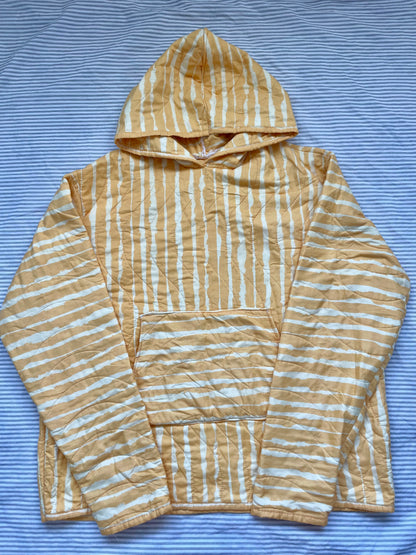 Yellow striped quilted hoodie